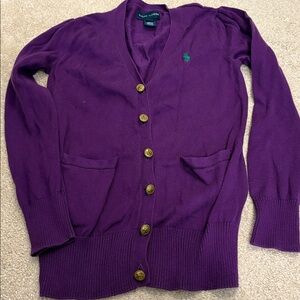 Ralph Lauren Purple Knit Cardigan Sweater